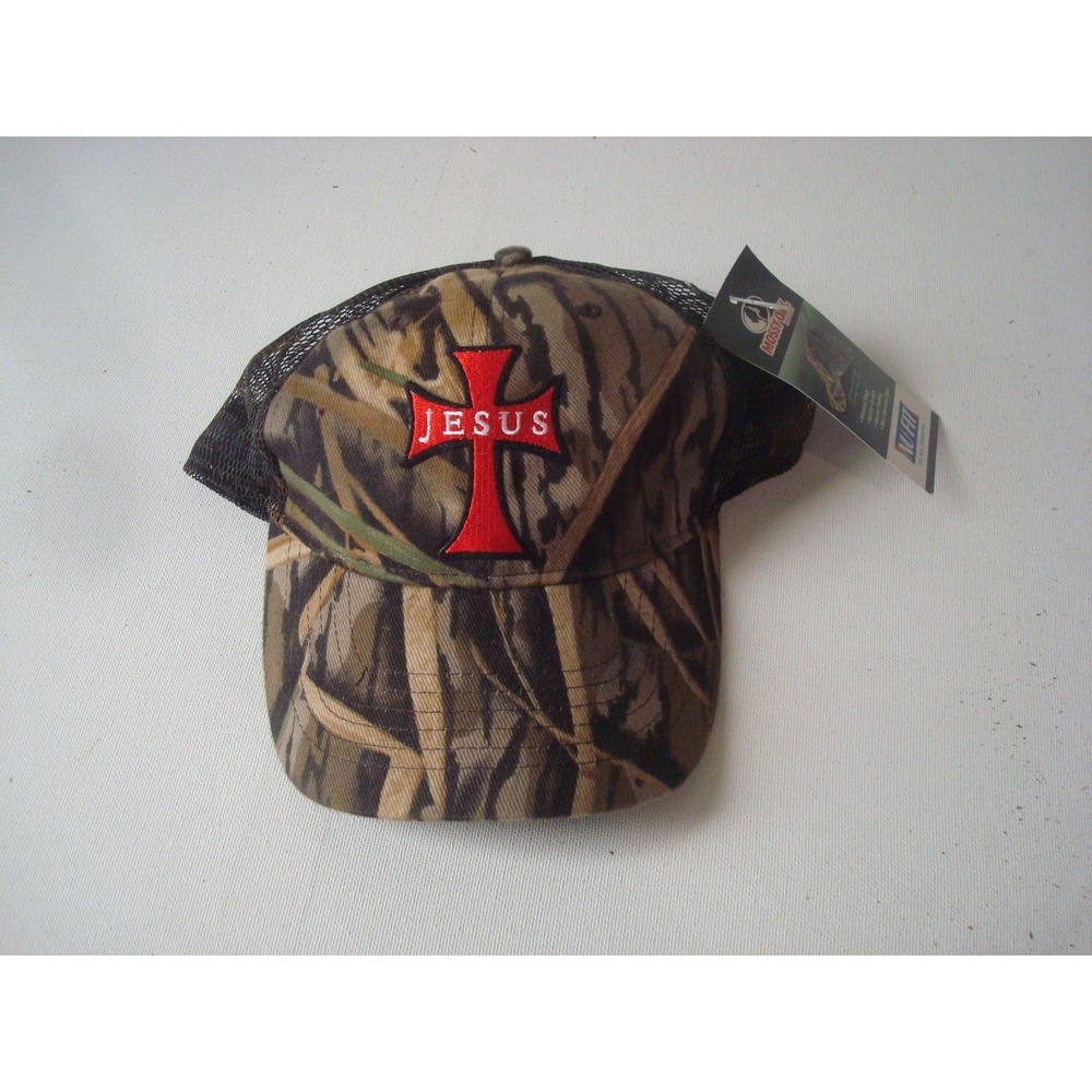 JESUS CROSS CAMO HUNTING Y2K NEW HAT CAP VINTAGE DEADSTOCK U1